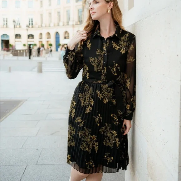 NWT Poet Elegant Black and Gold Haiku Dress - Picture 7 of 7